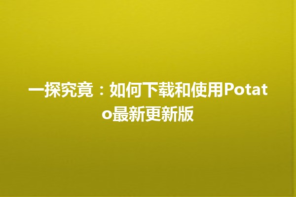 🌟 一探究竟：如何下载和使用Potato最新更新版 🚀