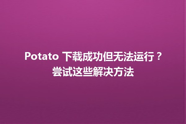 🔧 Potato 下载成功但无法运行？尝试这些解决方法 🌟