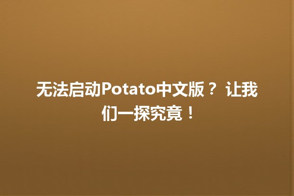 无法启动Potato中文版？🧐 让我们一探究竟！