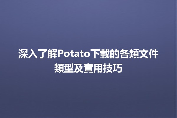 🎉 深入了解Potato下載的各類文件類型及實用技巧 📂