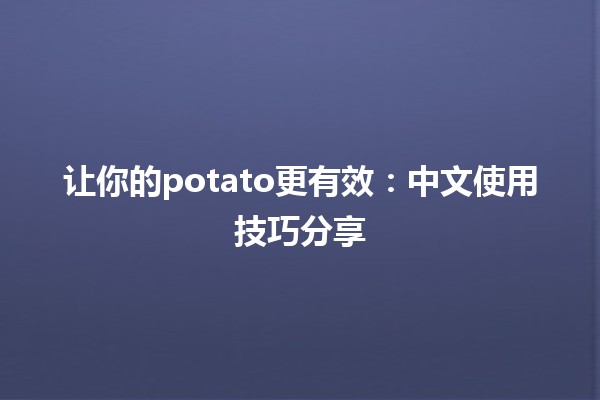 🍟 让你的potato更有效：中文使用技巧分享🌟