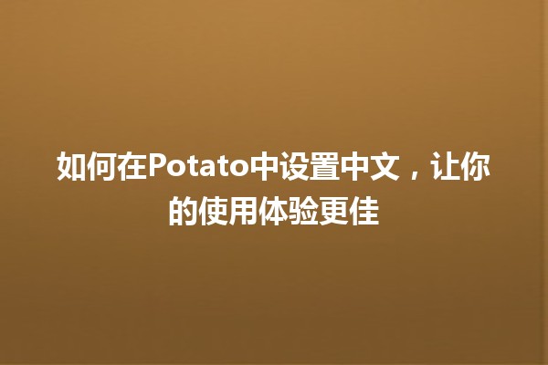 如何在Potato中设置中文，让你的使用体验更佳 🥔🇨🇳