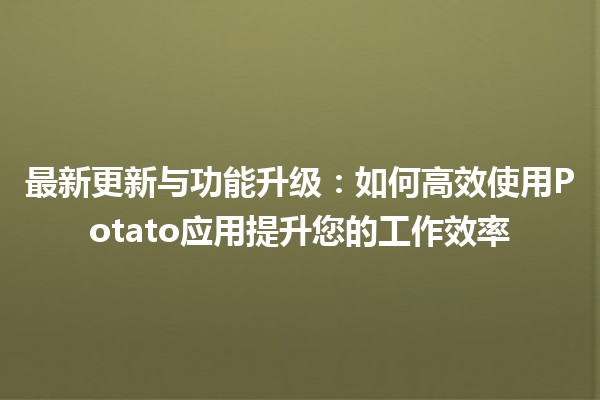 ⚡️ 最新更新与功能升级：如何高效使用Potato应用提升您的工作效率🚀