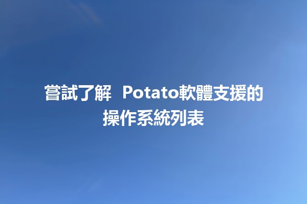 嘗試了解 🎉 Potato軟體支援的操作系統列表