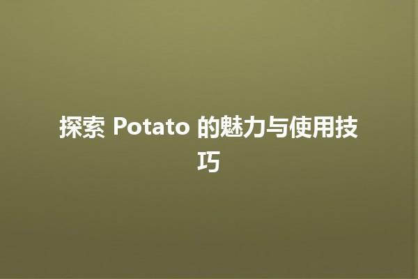 🌟 探索 Potato 的魅力与使用技巧 📈