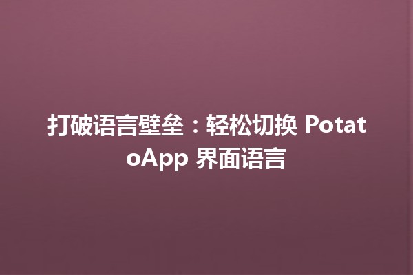 打破语言壁垒：轻松切换 PotatoApp 界面语言🌍✨