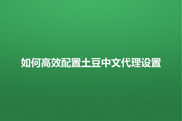 如何高效配置土豆中文代理设置 🍠🔧