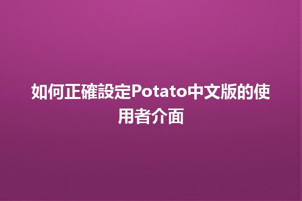 如何正確設定Potato中文版的使用者介面 🔧🍟