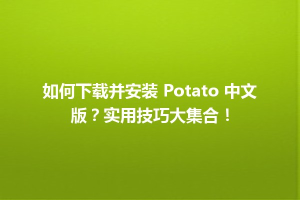 🌟 如何下载并安装 Potato 中文版？实用技巧大集合！