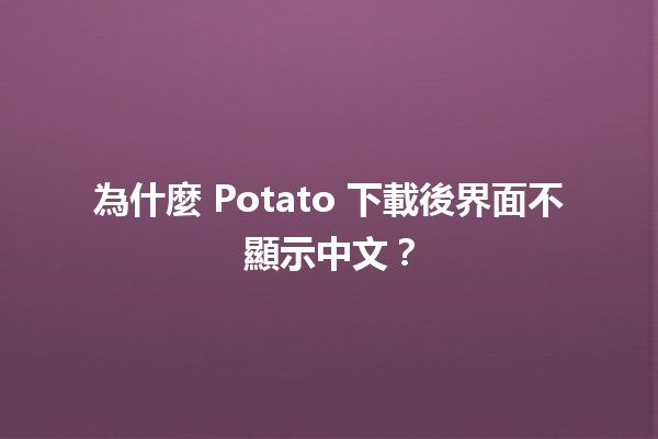 為什麼 Potato 下載後界面不顯示中文？💻🤔