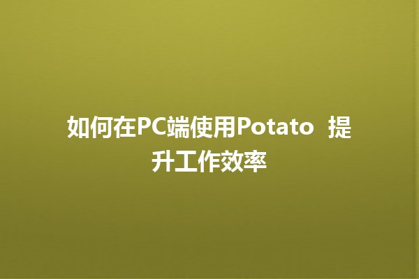 如何在PC端使用Potato 🥔💻 提升工作效率