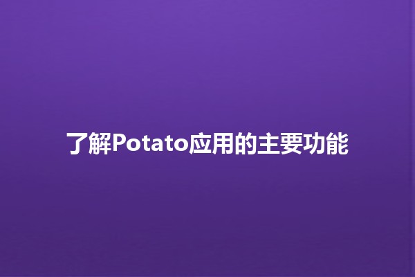 了解Potato应用的主要功能🌟