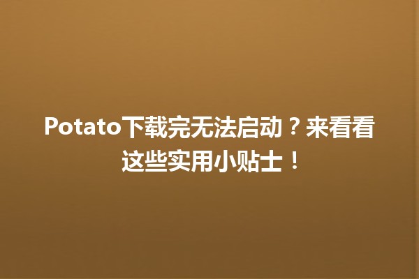 Potato下载完无法启动？来看看这些实用小贴士！🛠️📱