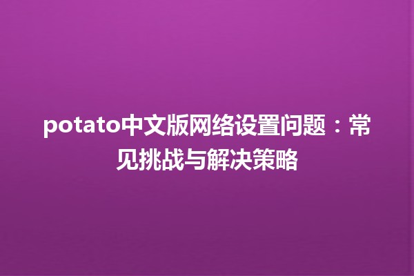 potato中文版网络设置问题：常见挑战与解决策略 💻🛠️