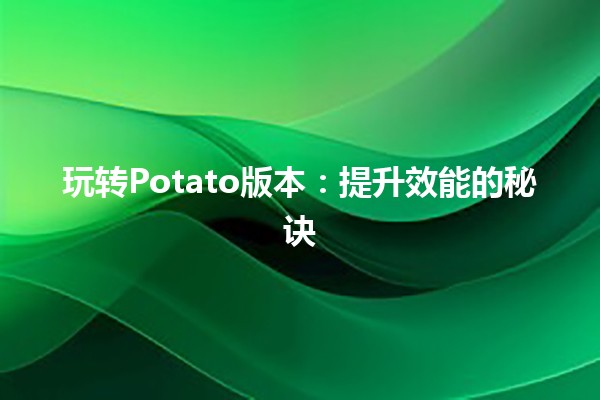 🥔 玩转Potato版本：提升效能的秘诀✨