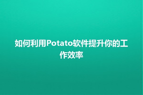 🔥 如何利用Potato软件提升你的工作效率📈