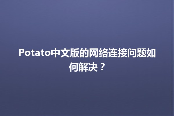 🚀 Potato中文版的网络连接问题如何解决？