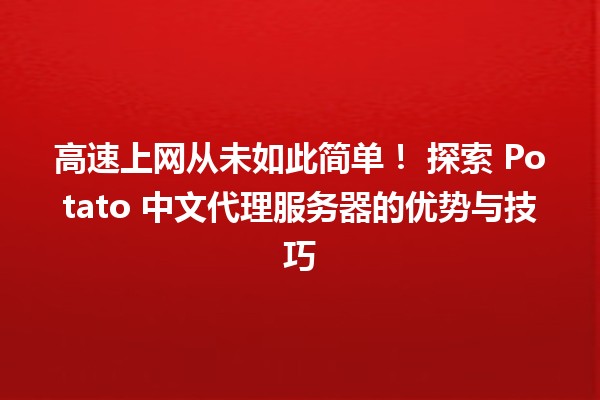 高速上网从未如此简单！🚀 探索 Potato 中文代理服务器的优势与技巧