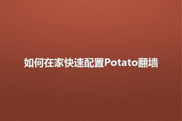 如何在家快速配置Potato翻墙 📶🐟