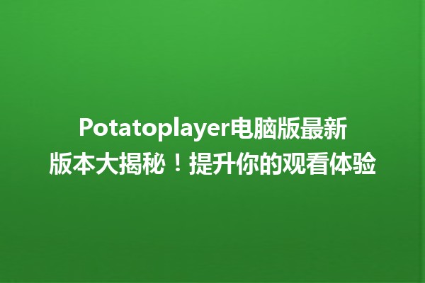 🍟 Potatoplayer电脑版最新版本大揭秘！提升你的观看体验📺