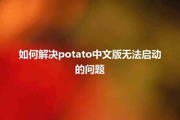 如何解决potato中文版无法启动的问题 🚀😫