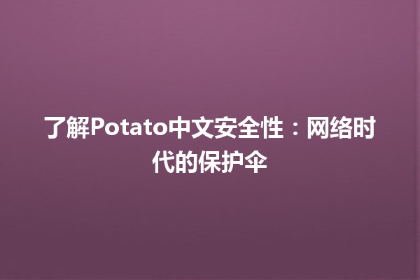 🌐 了解Potato中文安全性：网络时代的保护伞⚡️